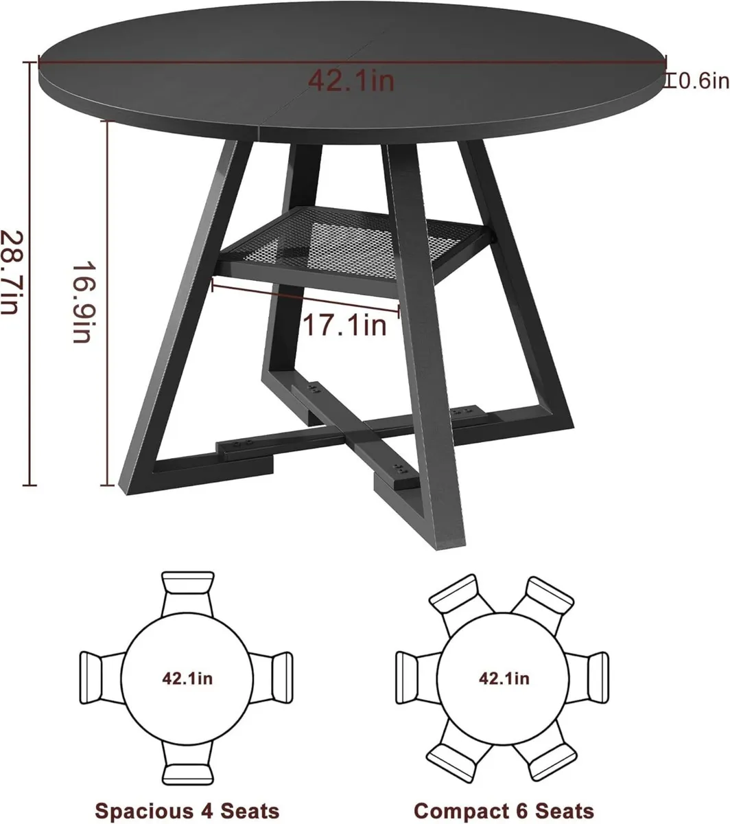 Round Dining Table for 2-4 People Circle Dinner - Image 2