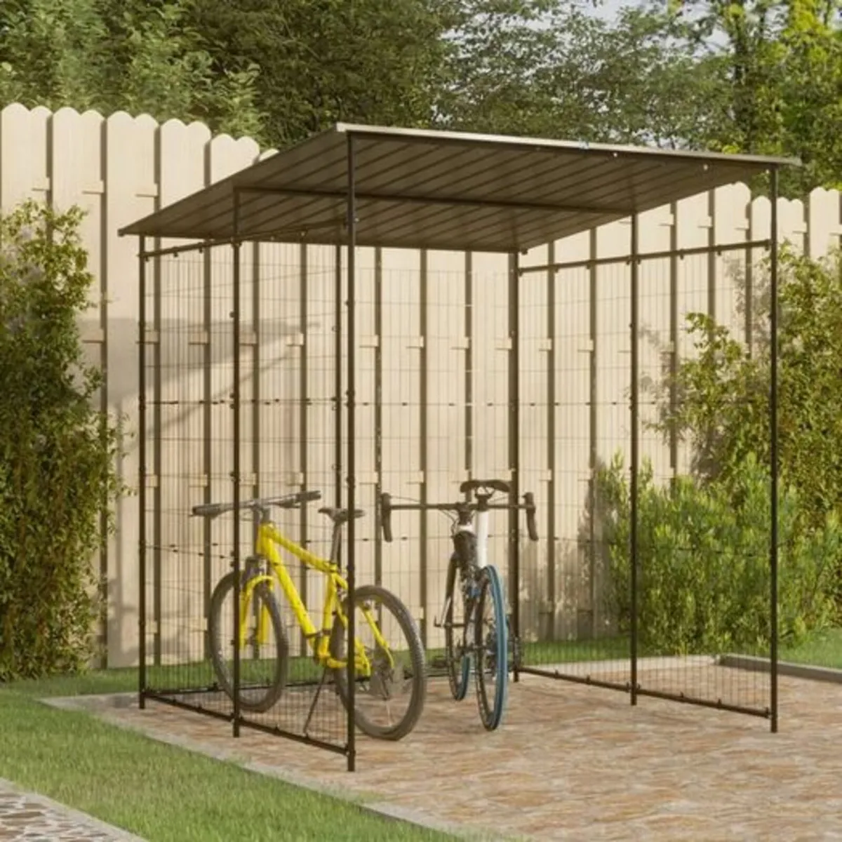 Bicycle Shed 190x190x222 cm Steel Black - Image 1