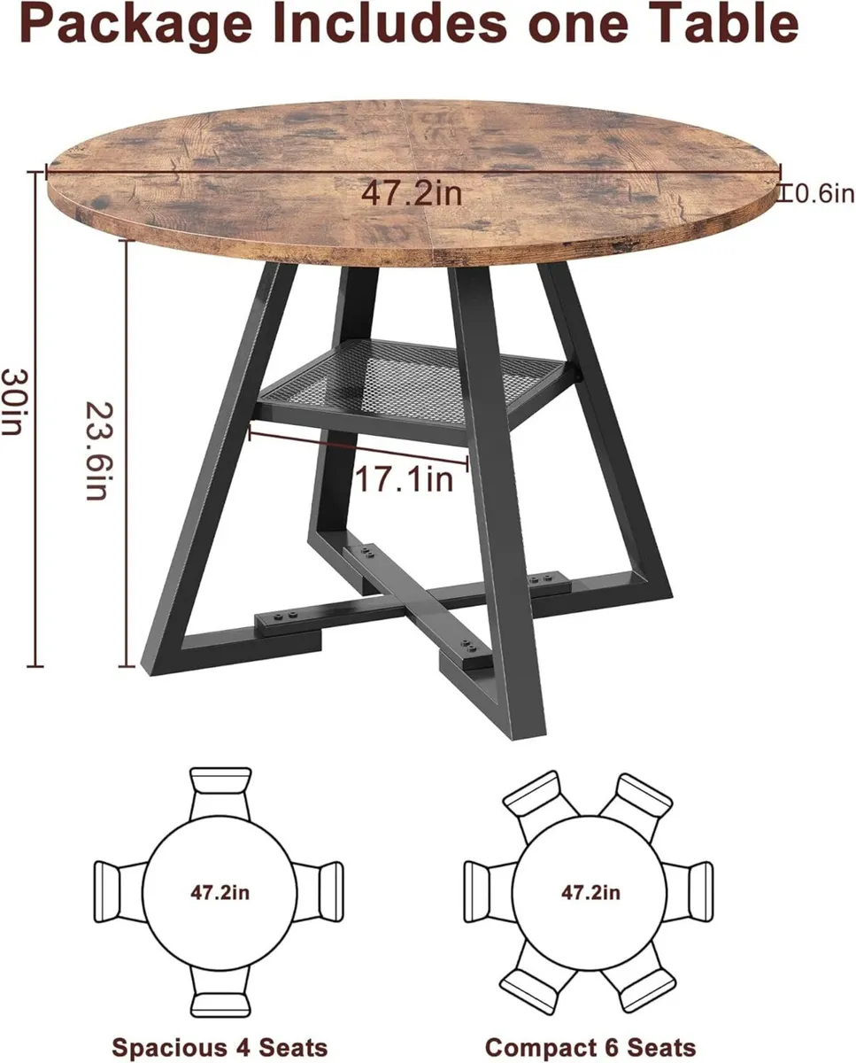 Round Dining Table for 4 People Circle Dinner - Image 2