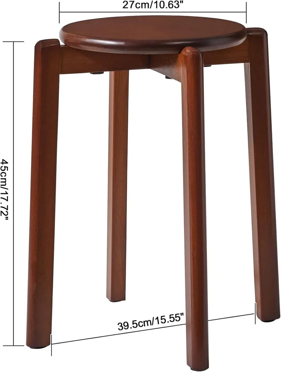 4pcs Solid Stackable Wood Round Stool Shoes - Image 3