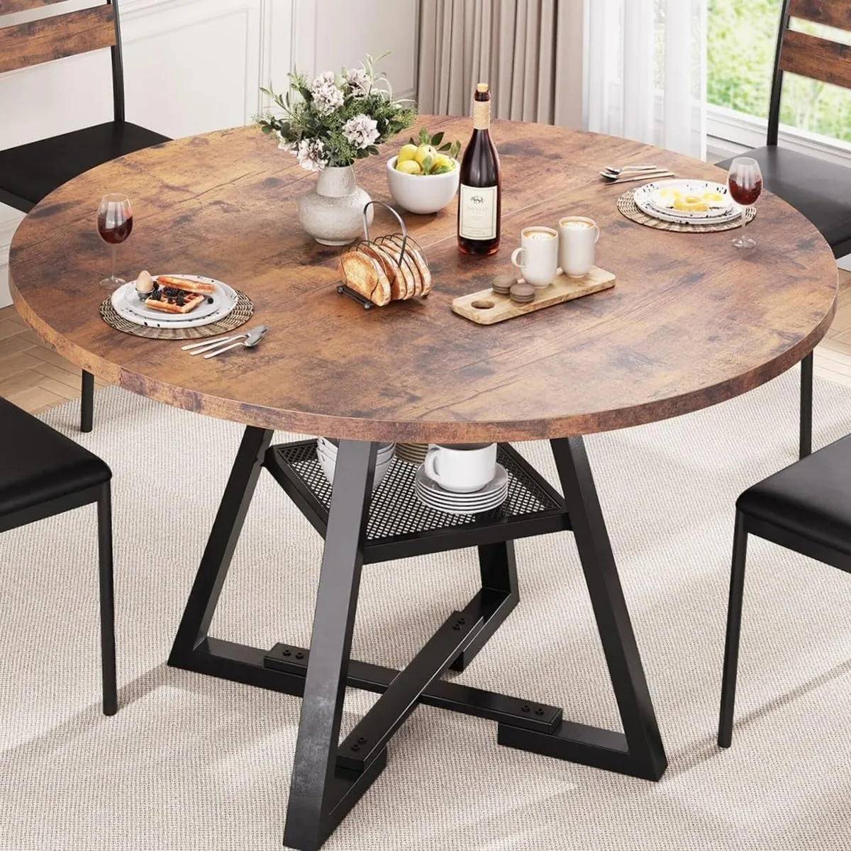 Round Dining Table for 2-4 People Circle Dinner - Image 1