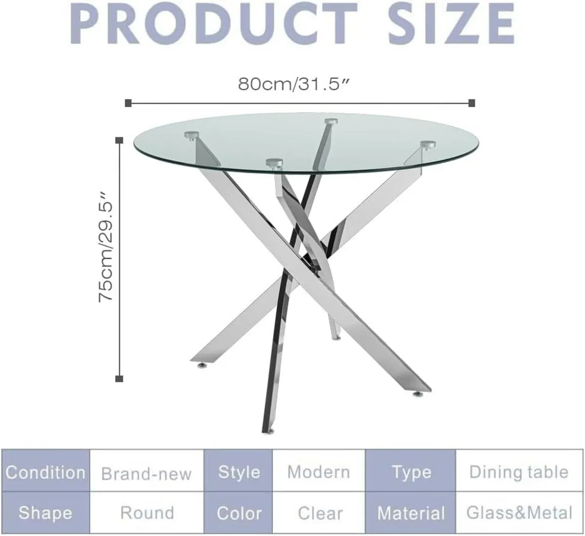 Round Glass Dining Table Modern Kitchen with - Image 3