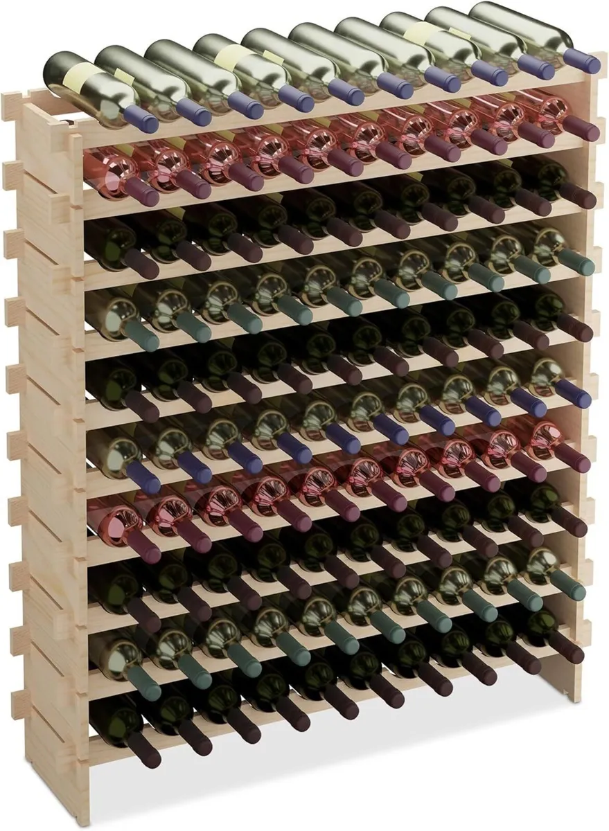 Wine Rack for 100 Bottles Stackable HWD: 120x103x2 - Image 1