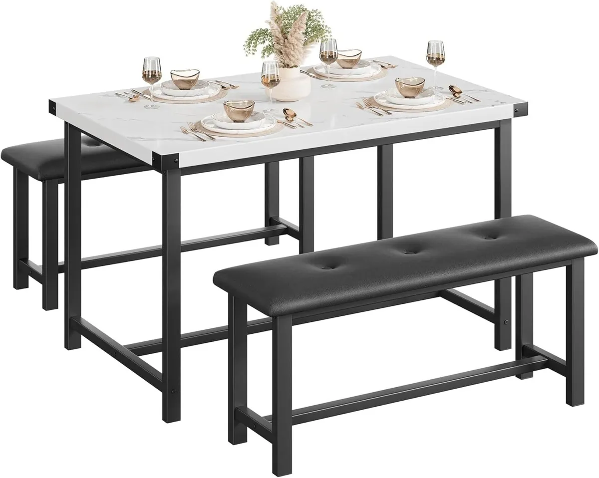 Modern Industrial 3-Piece Dining Table Set for 4 - Image 1