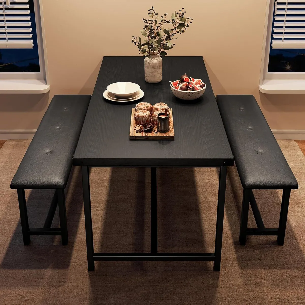 Modern Industrial 3-Piece Dining Table Set for 4 - Image 1