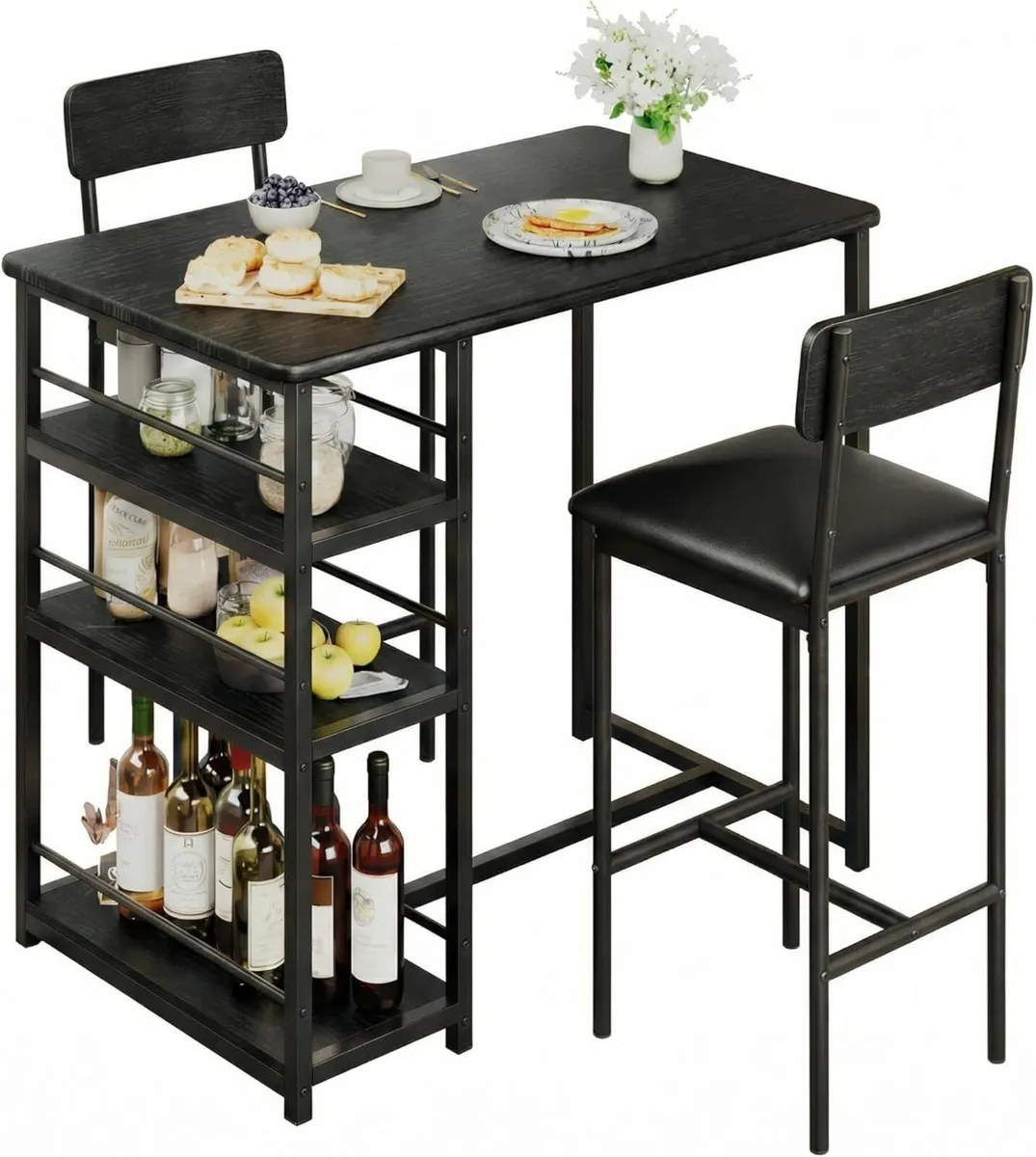 Compact 3-Piece Breakfast Bar Set for Small - Image 1