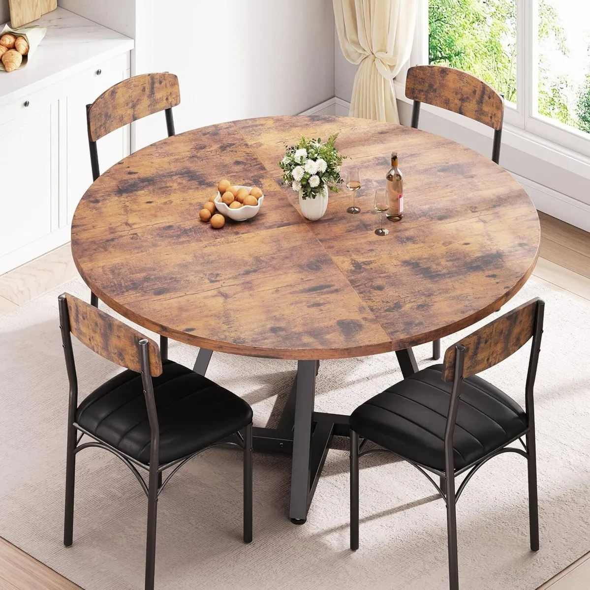 Round Kitchen Dining Table for 4 People Circle - Image 2