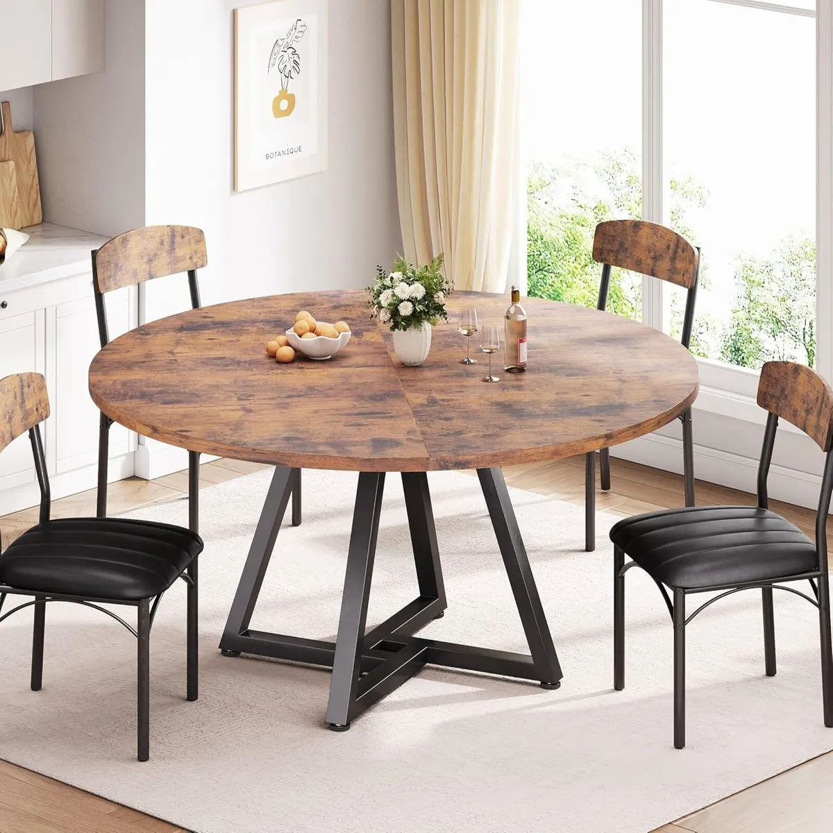 Round Kitchen Dining Table for 4 People Circle - Image 3