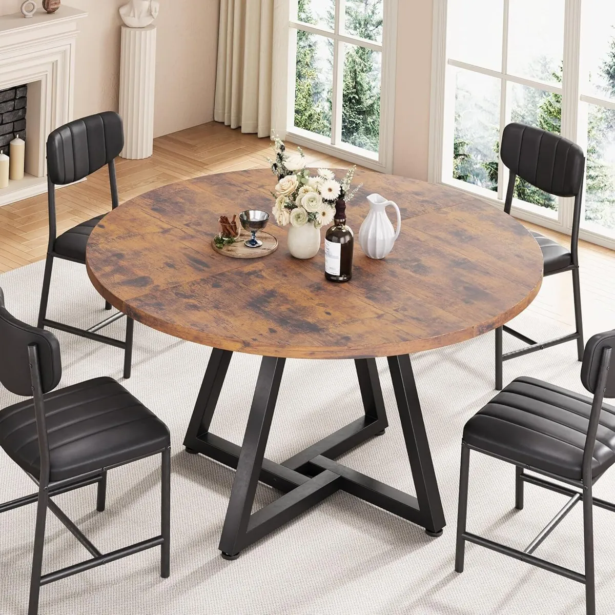 Round Kitchen Dining Table for 4 People Circle - Image 4