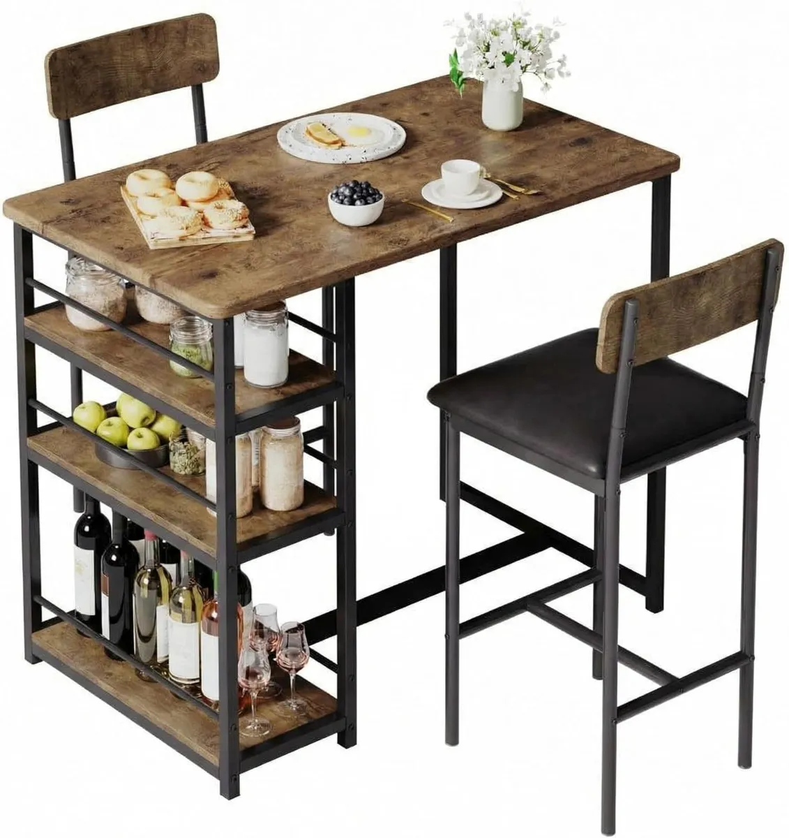 Compact 3-Piece Breakfast Bar Set for Small - Image 1