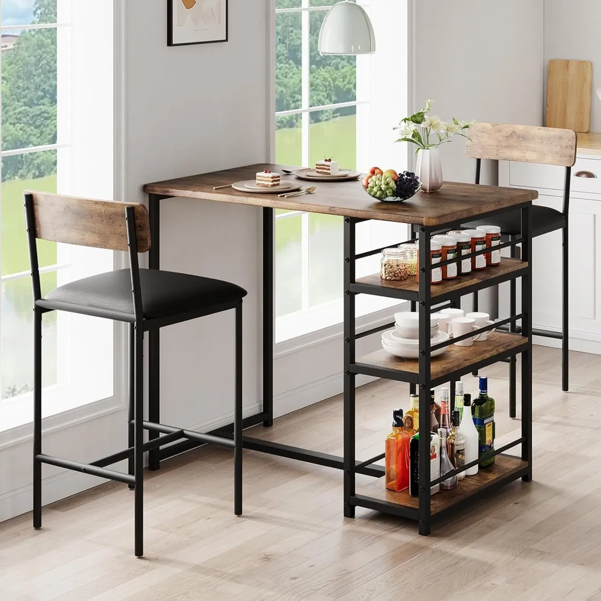 Compact 3-Piece Breakfast Bar Set for Small - Image 2