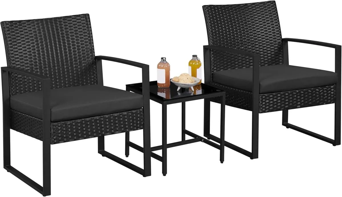 3-Piece Rattan Garden Furniture Set 2 Seater - Image 1