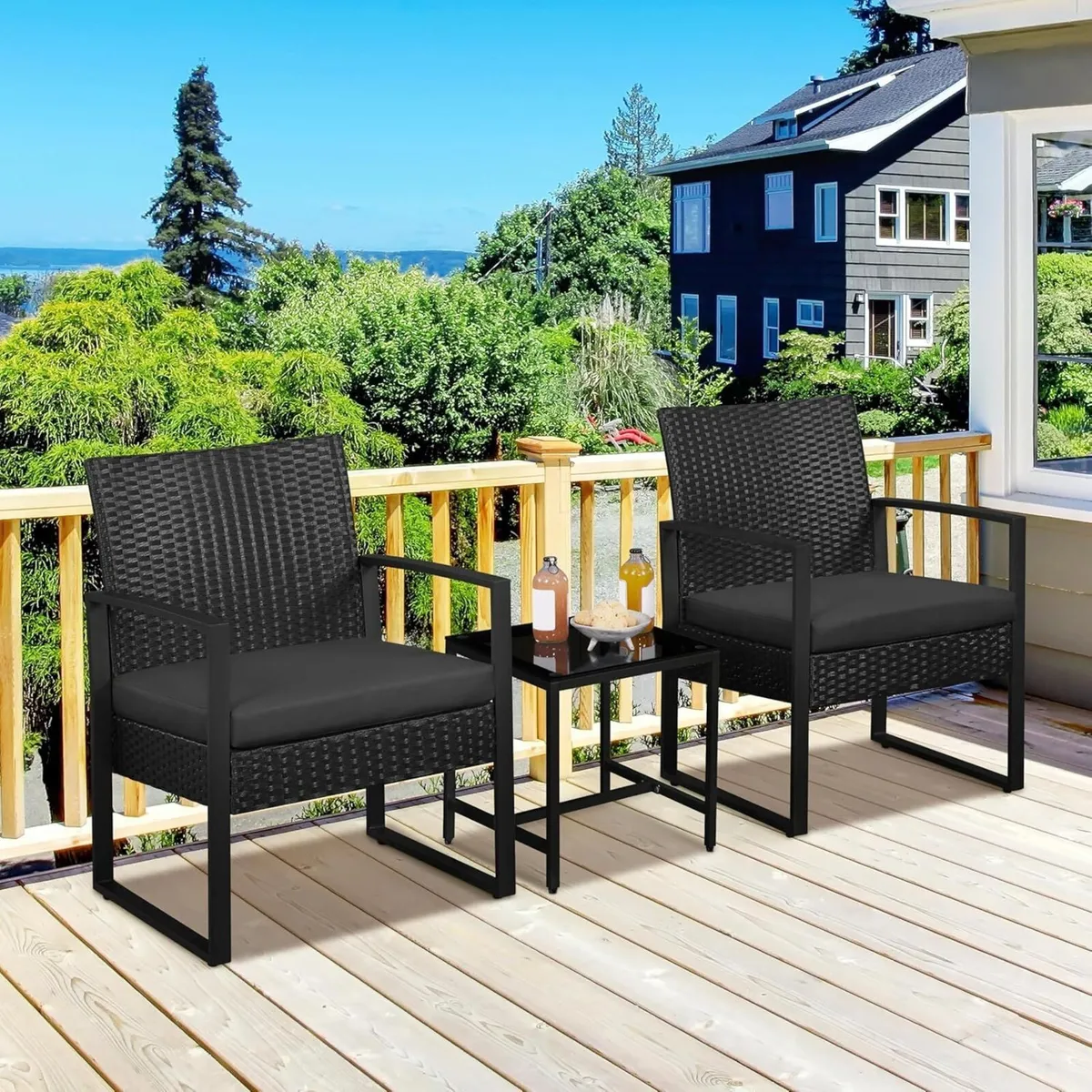 3-Piece Rattan Garden Furniture Set 2 Seater - Image 2