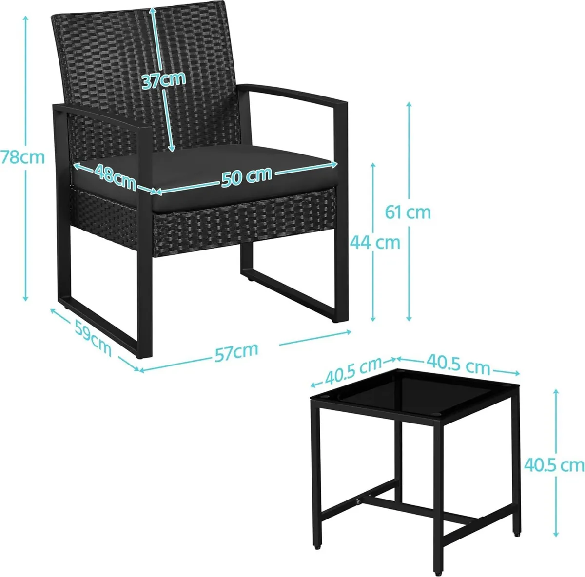 3-Piece Rattan Garden Furniture Set 2 Seater - Image 3