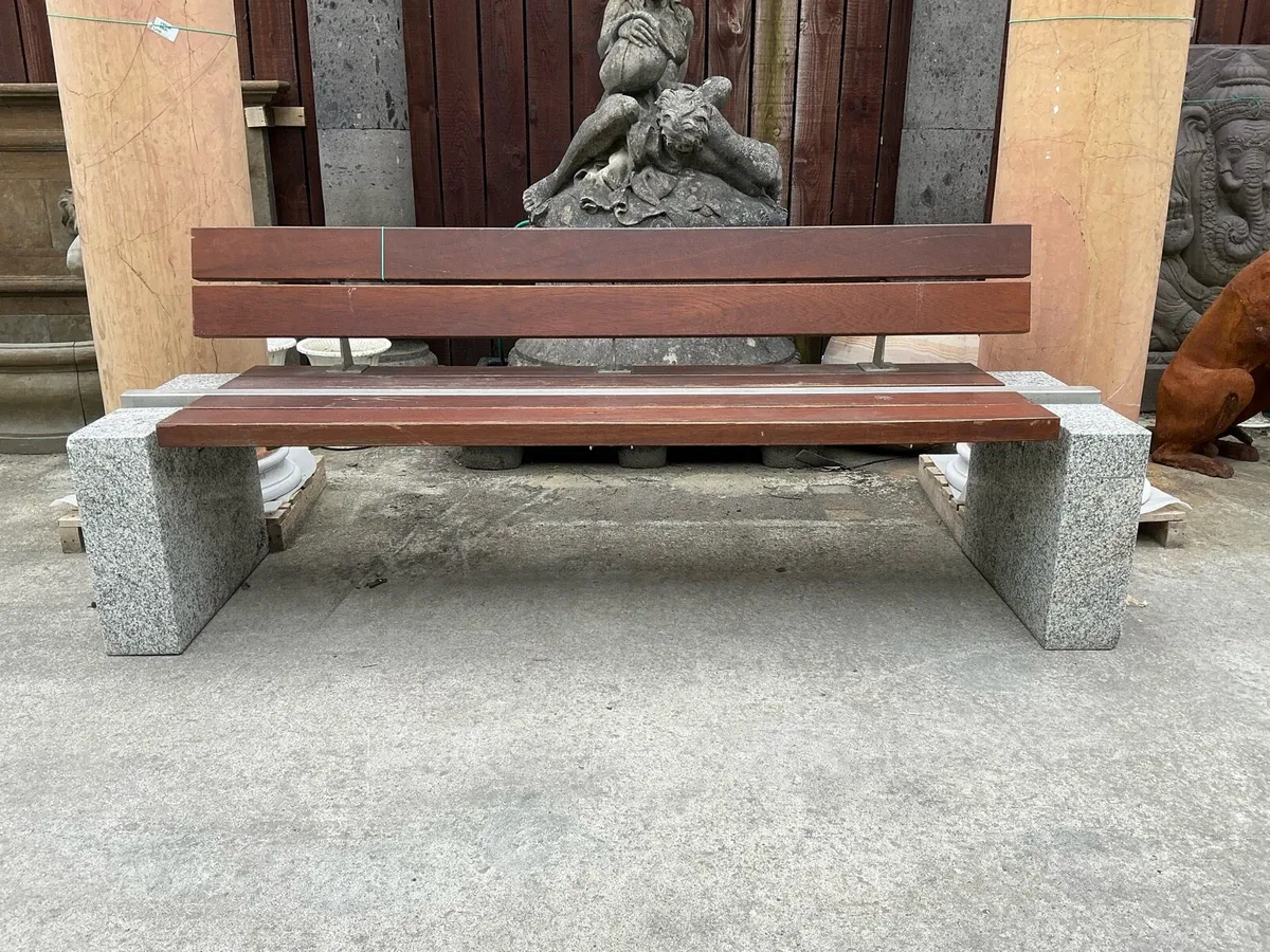 Granite/timber garden benches - Image 1