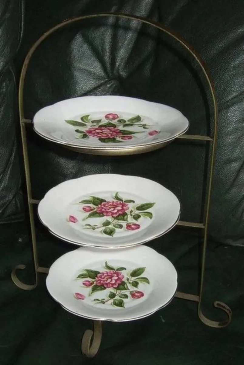 Vintage Wrought Iron & Bone China Serving Stand - Image 1