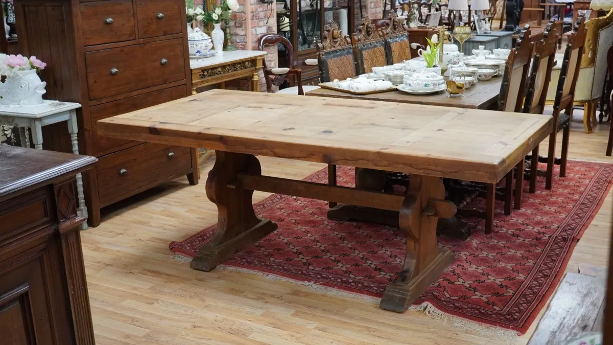 Rustic Mexican Pine Dining Set - Table & 8 Chairs - Image 2