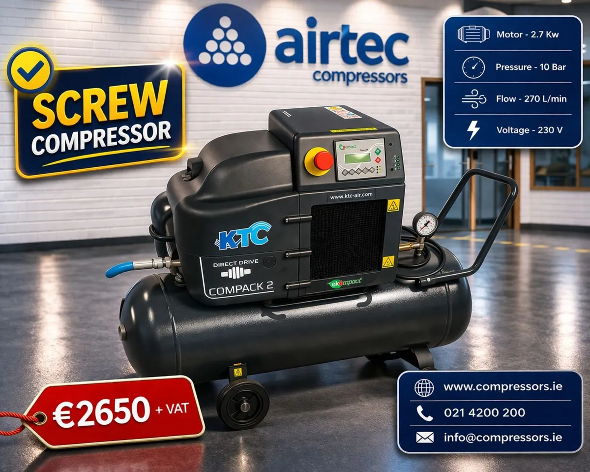 SCREW COMPRESSOR -230v SINGLE PHASE - IN STOCK - Image 1