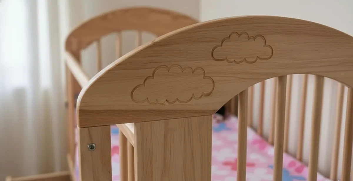 Wooden Baby Cot / Crib + Mattress & Storage Drawer - Image 3