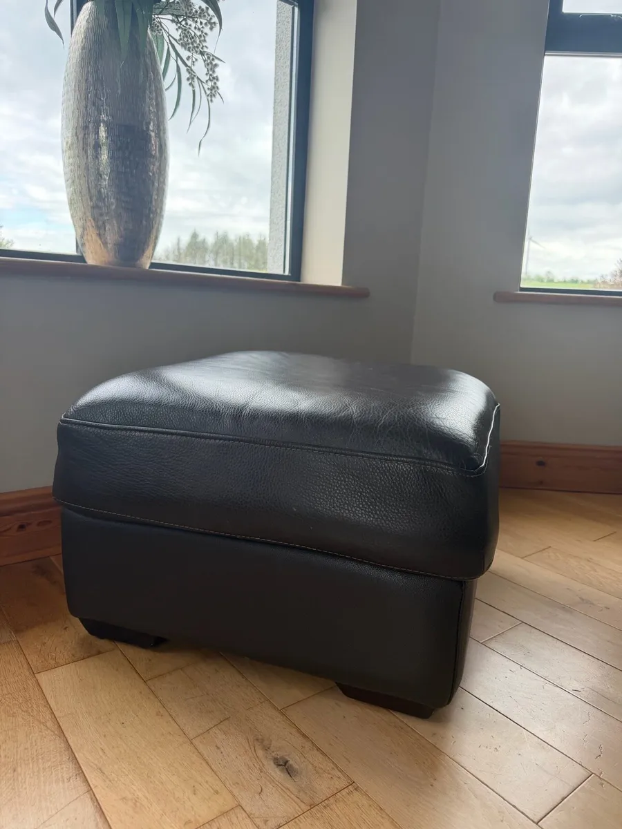 Dfs leather recliner sofas 3,2,1 & pouffe - Image 4