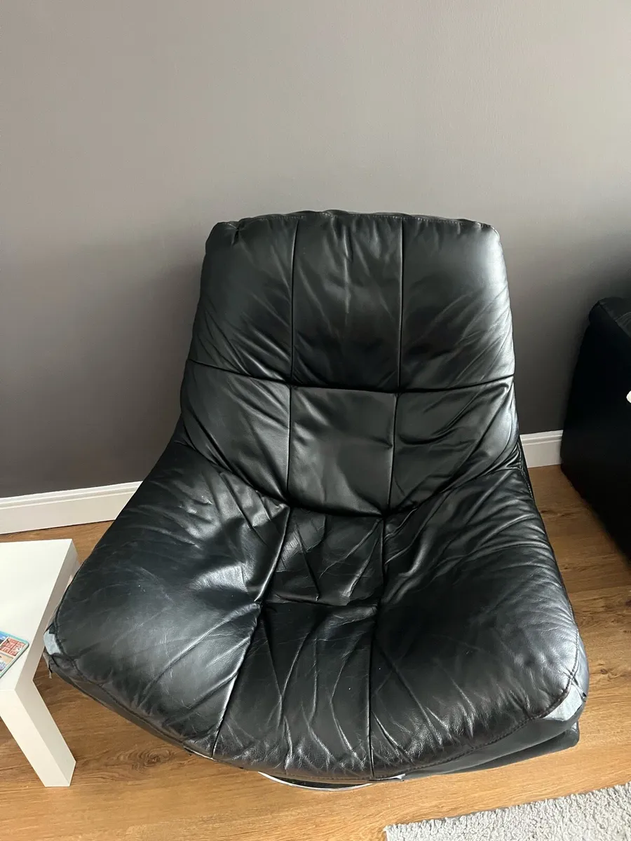 Leather corner sofa & swivel chair. Free. - Image 2