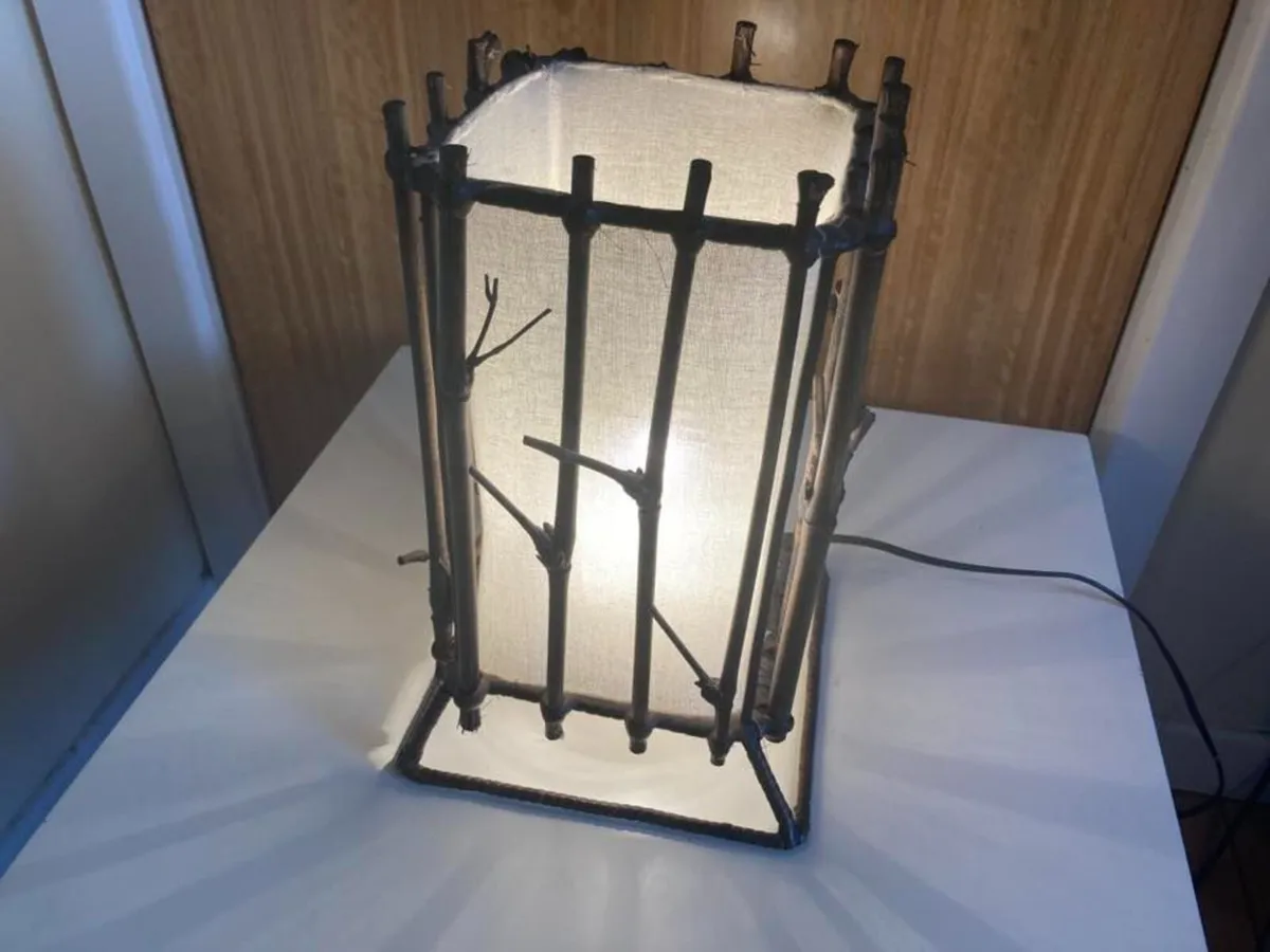 Handmade Wooden Branch Lamp – Rustic Natural Style - Image 1