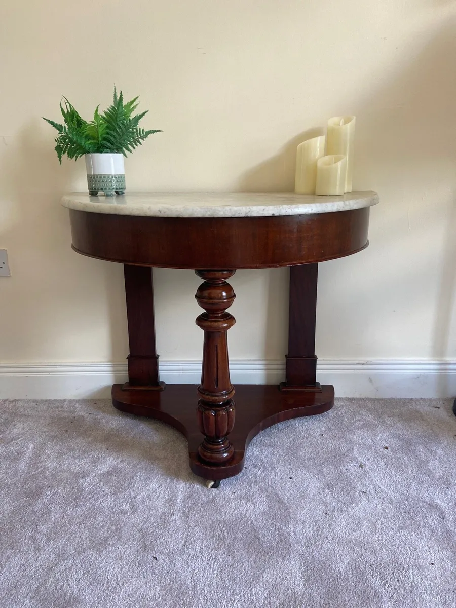Victorian D shaped marble top console table - Image 1
