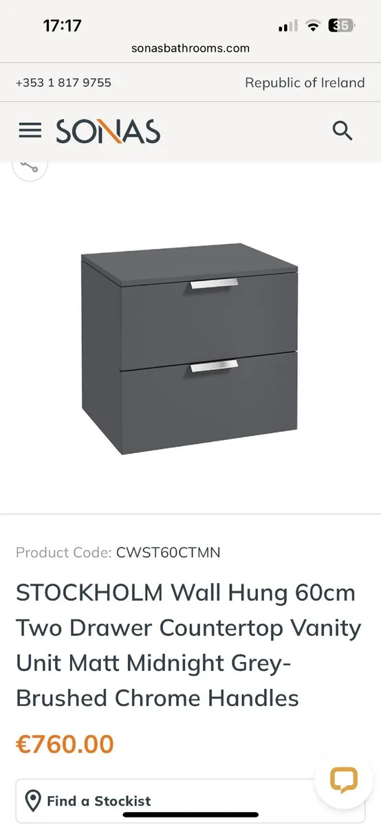 Sonas wall hung bathroom vanity