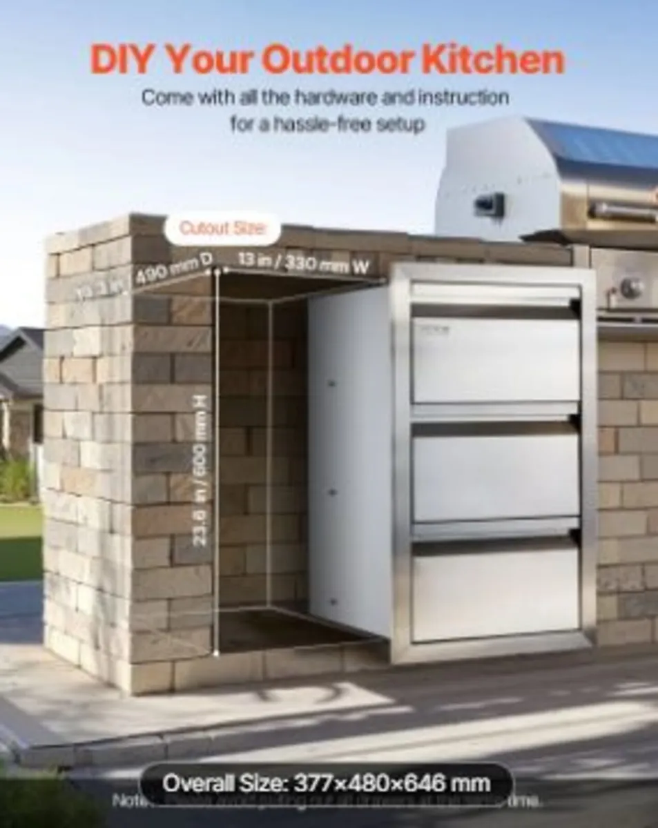 201 Stainless Steel Triple Access Drawer - Image 4