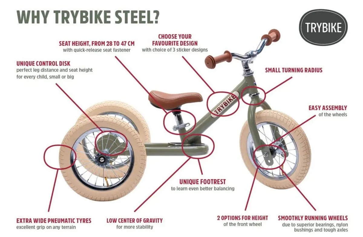 Kids TryBike 2-in-1 Tricycle and Balance bike - Image 3