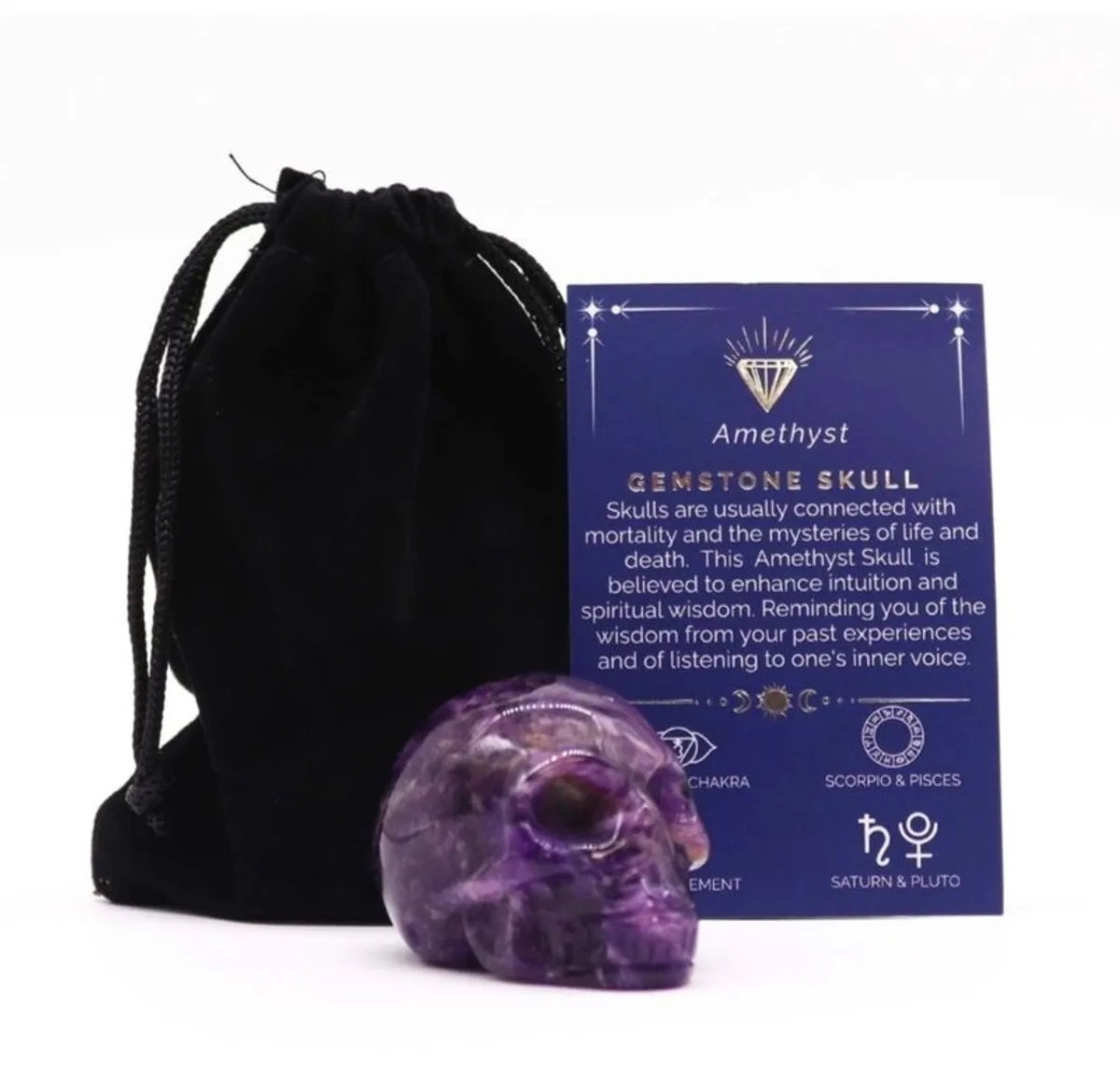 Large Amethyst Gemstone Skull  Hand-Carved Crystal Figurine - Image 1