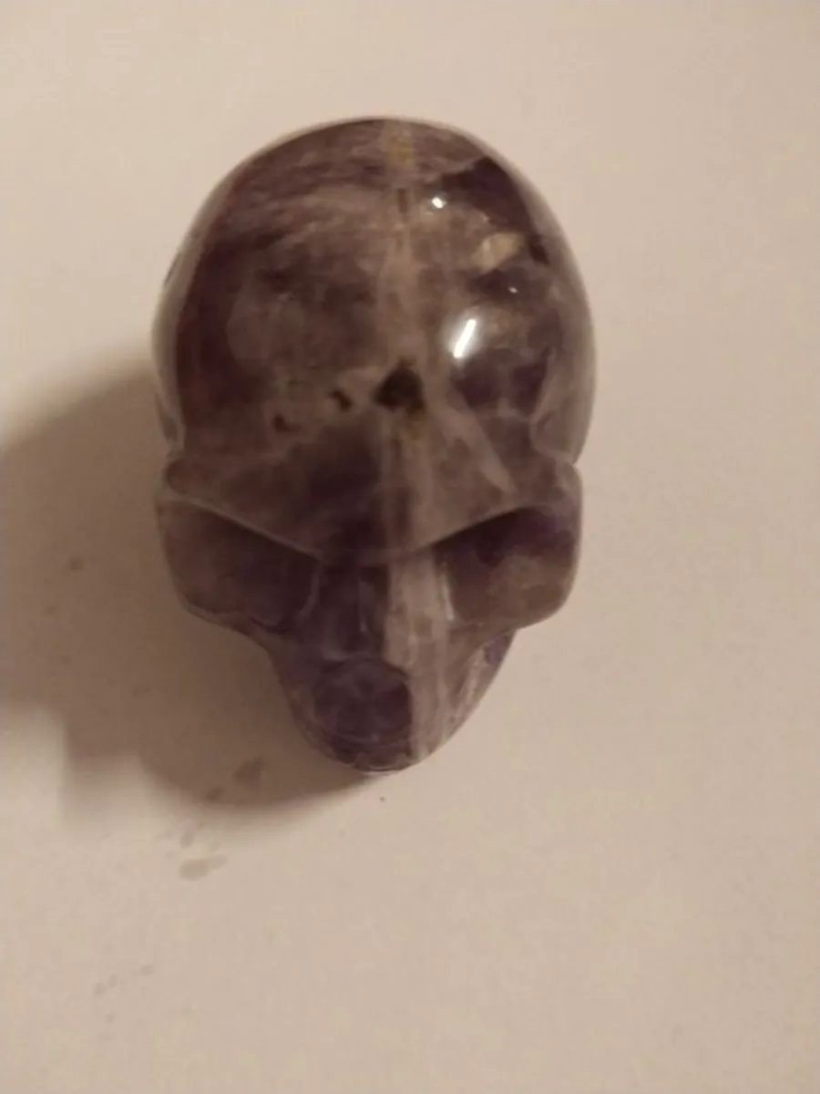 Large Amethyst Gemstone Skull  Hand-Carved Crystal Figurine - Image 2