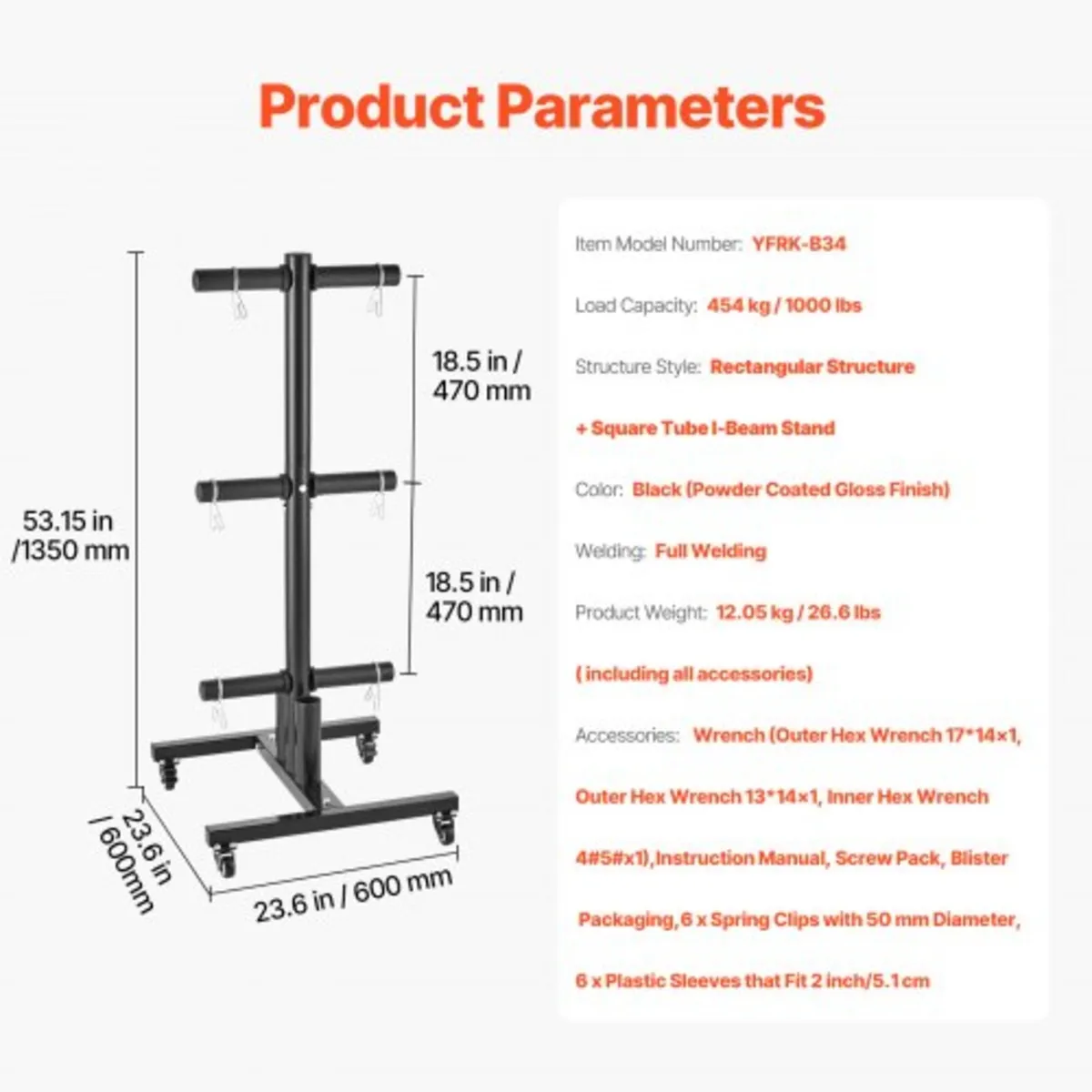 Weight Plate Rack, Vertical Weight Plate Tree for - Image 3