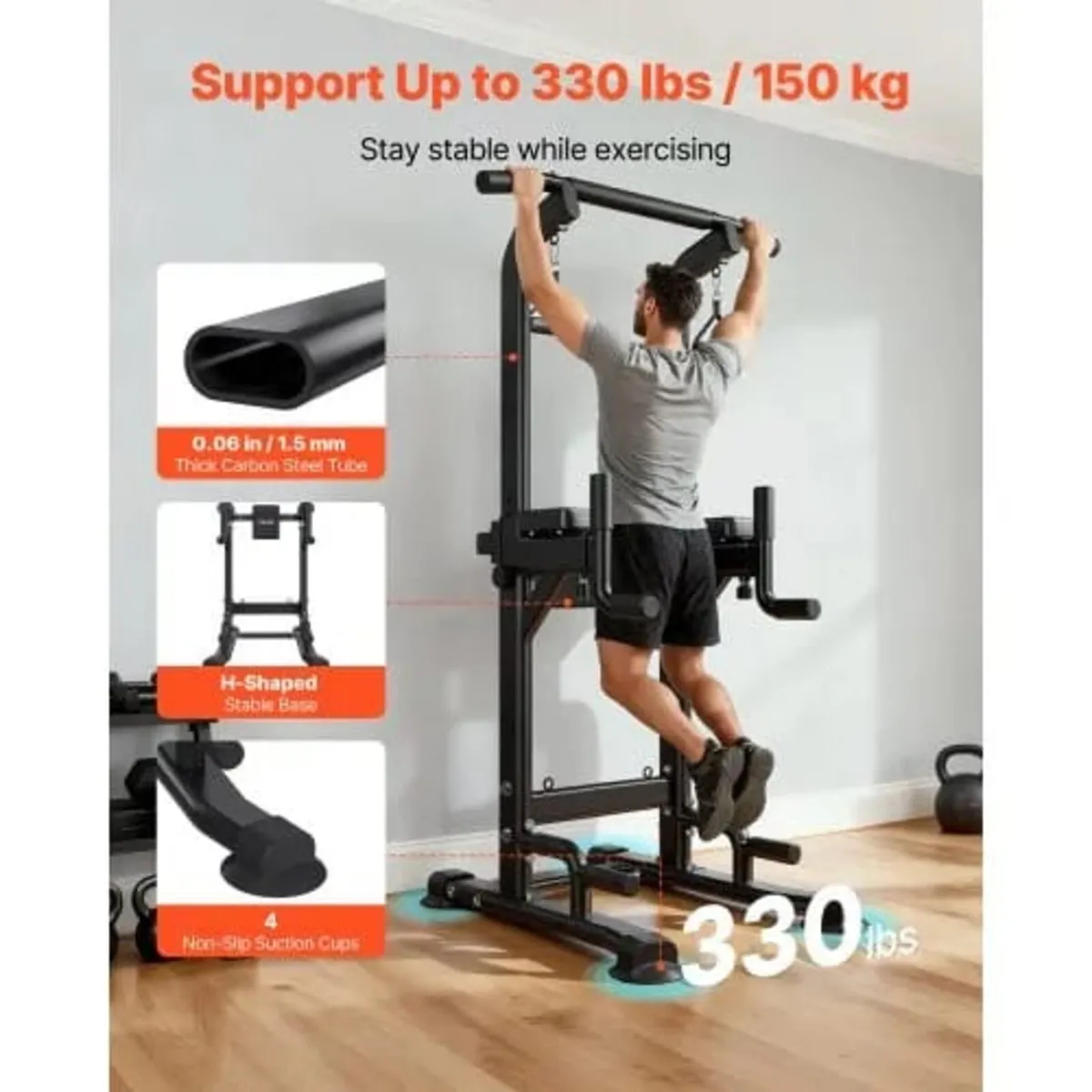 Pull Up Bar, 150kg Power Tower Dip Station, Workou - Image 4