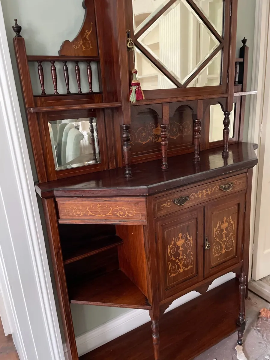 Antique Edwardian Inlaid Étagère / Display Cabinet - Image 2