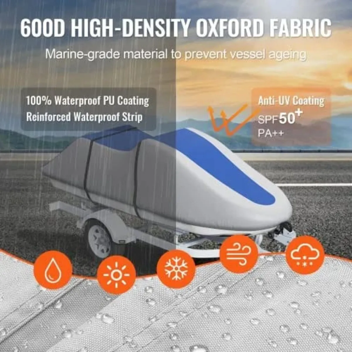 Jet Ski Cover, 3200-3420 mm Trailerable Waterproof - Image 2