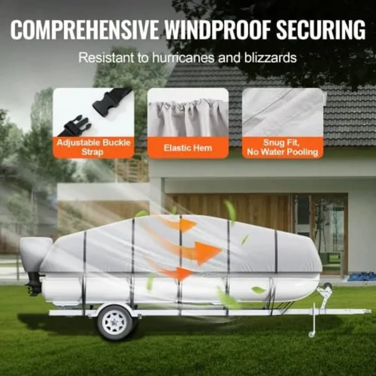 Pontoon Boat Cover, 19'-20' Waterproof Trailerable - Image 4