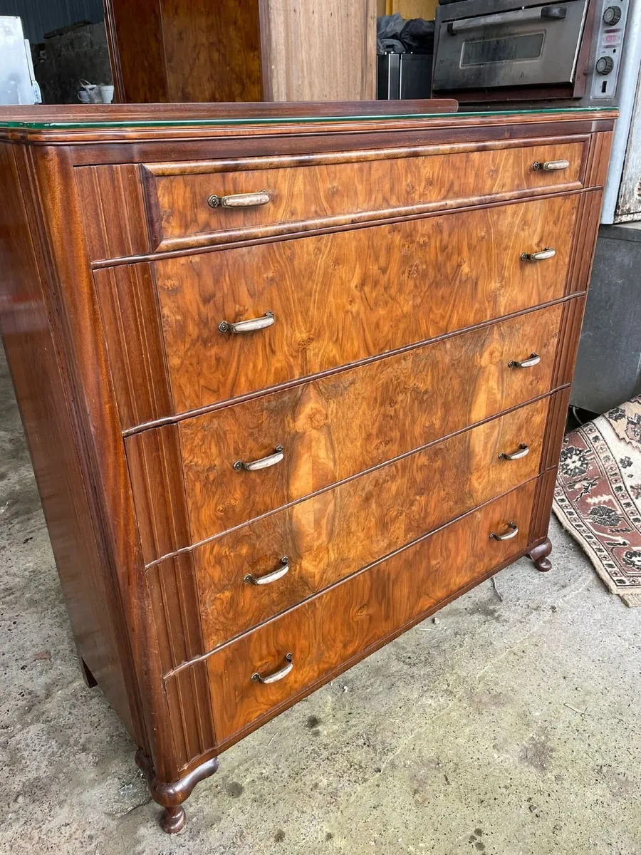 Vintage Walnut Tallboy Chest of Drawers - Image 1