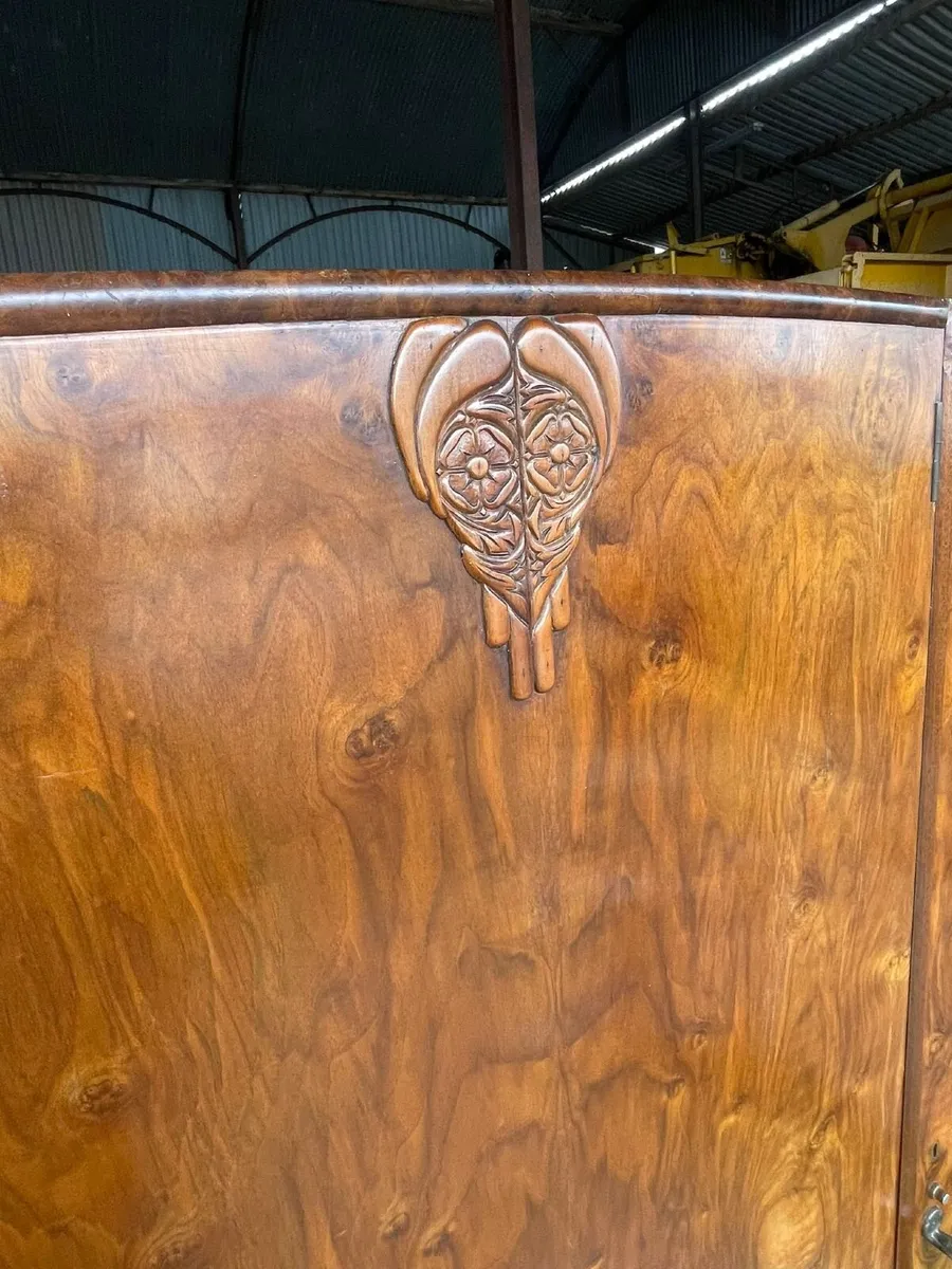 Large Vintage Walnut Triple Wardrobe - Image 2