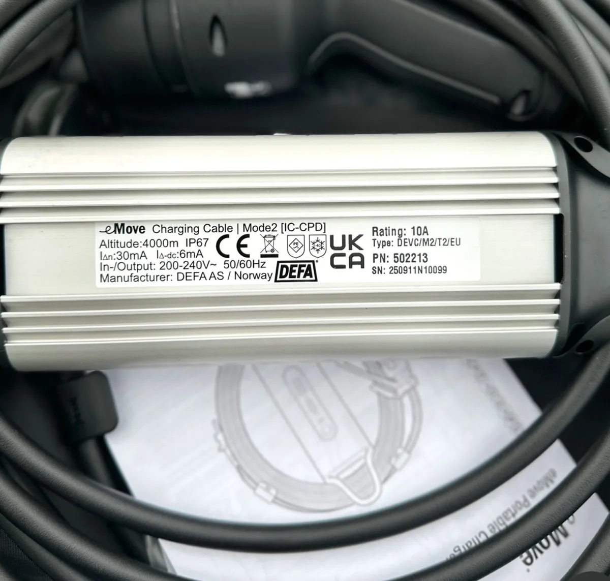 Brand New DEFA eMove EV Charger Type 2 10A Portabl - Image 2