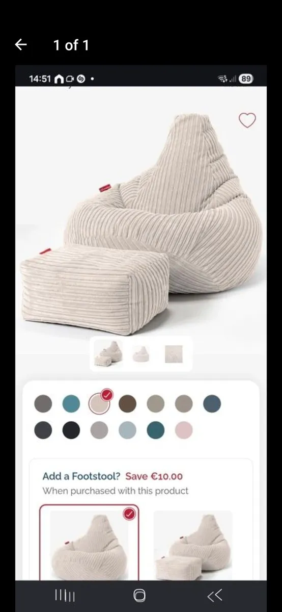 Beanbag with footstool