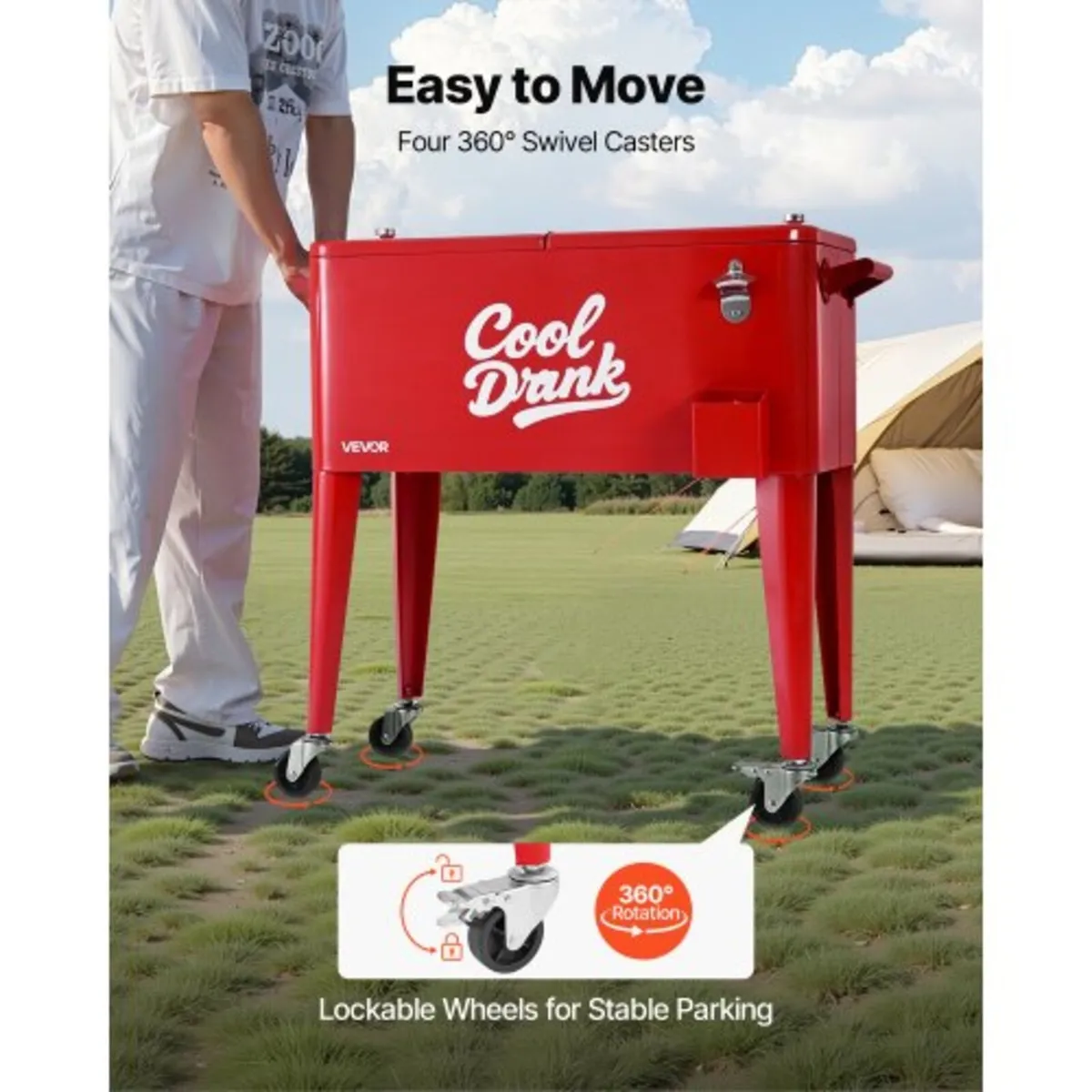 75.71 L Rolling Ice Chest, Holds up to 50 Bottles - Image 2