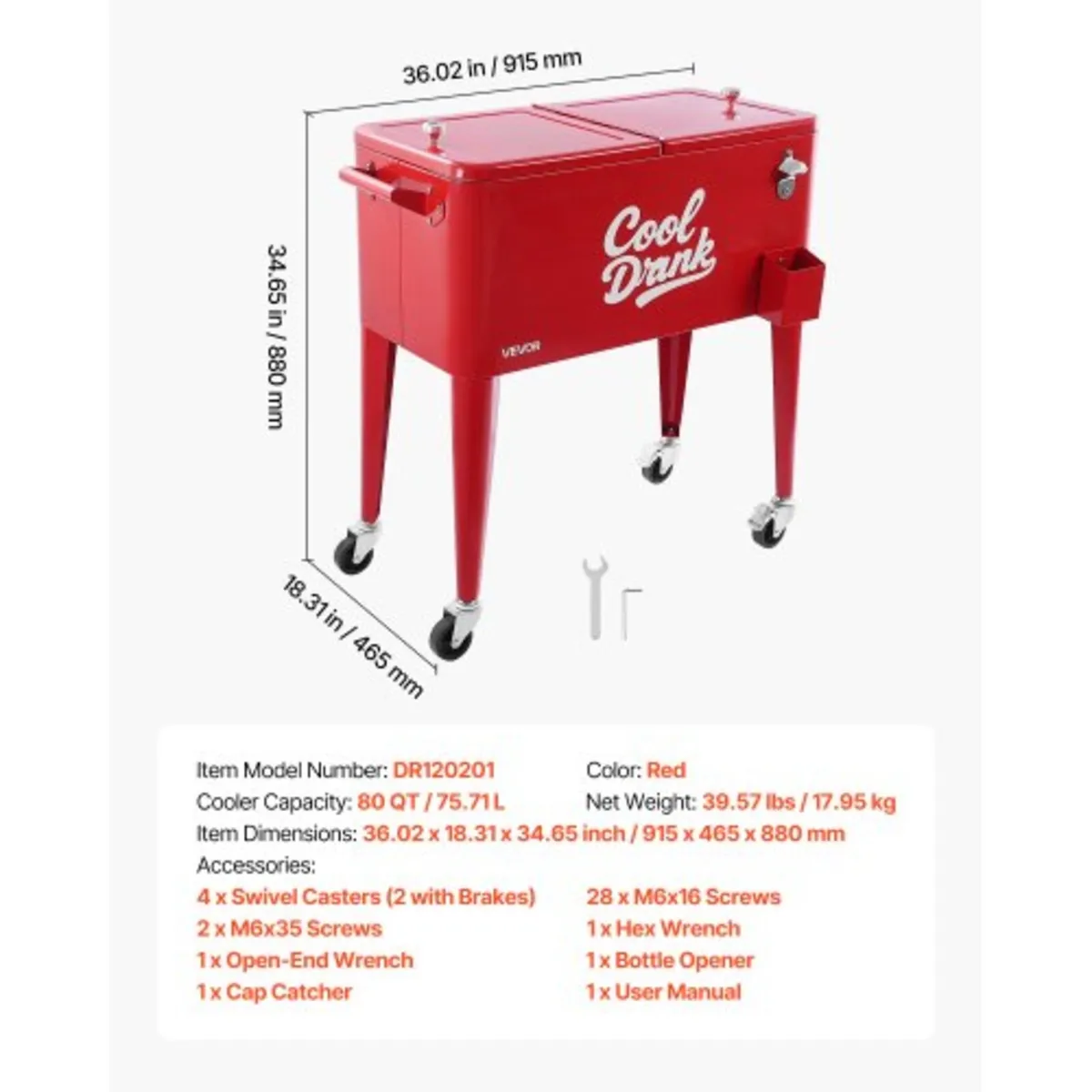75.71 L Rolling Ice Chest, Holds up to 50 Bottles - Image 3