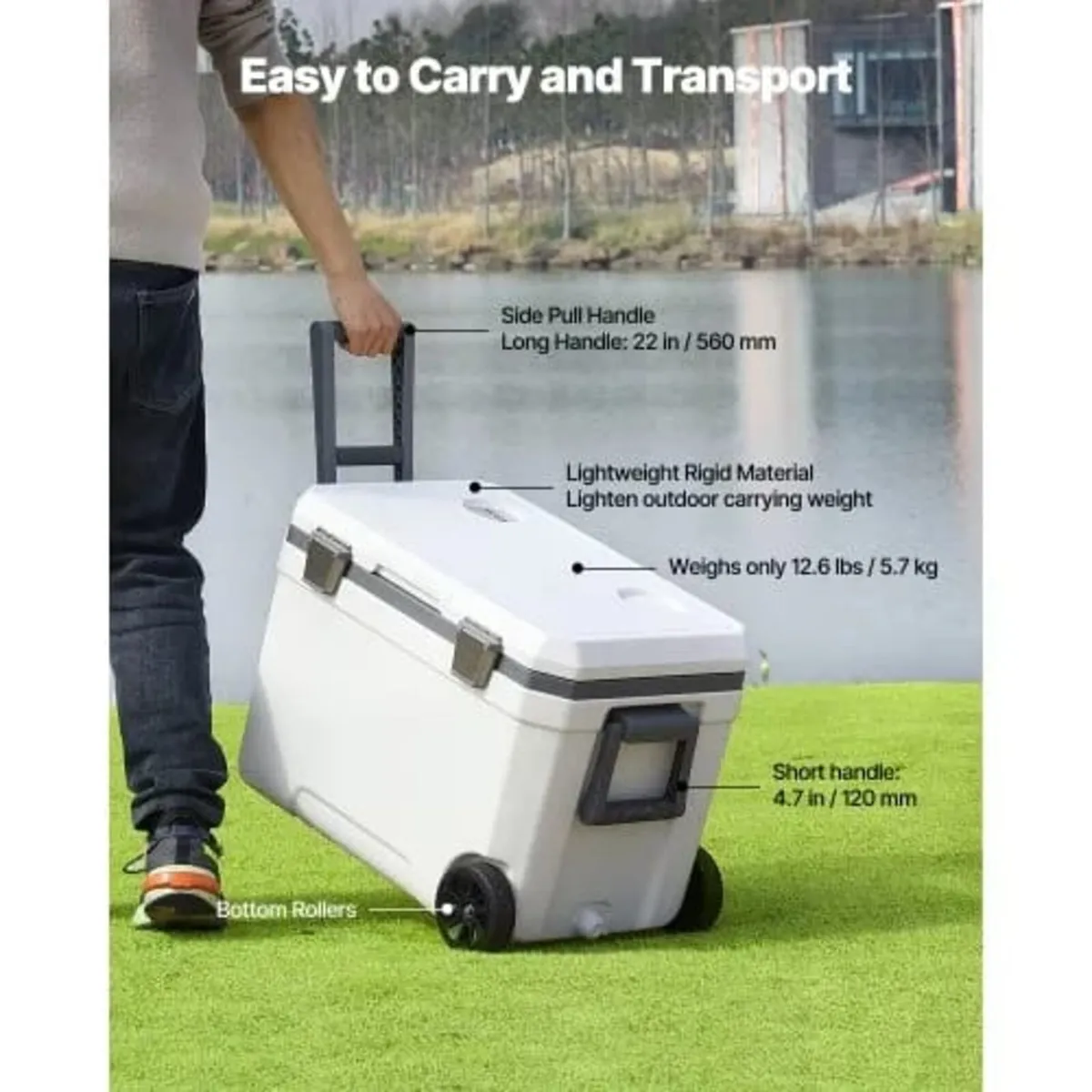 Portable Cooler, 45 QT Wheeled Cooler with Ice Ret - Image 3