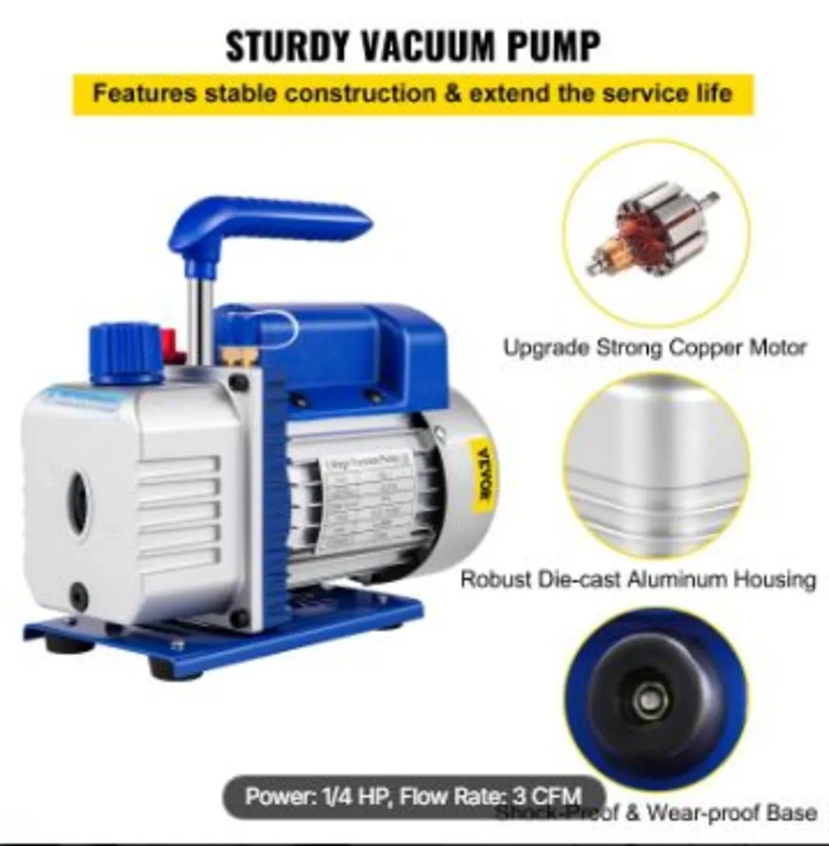 183 L/min(3CFM) 246W(1/3HP) Vacuum Pump - Image 3