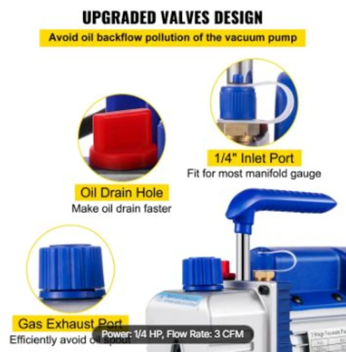 183 L/min(3CFM) 246W(1/3HP) Vacuum Pump - Image 4