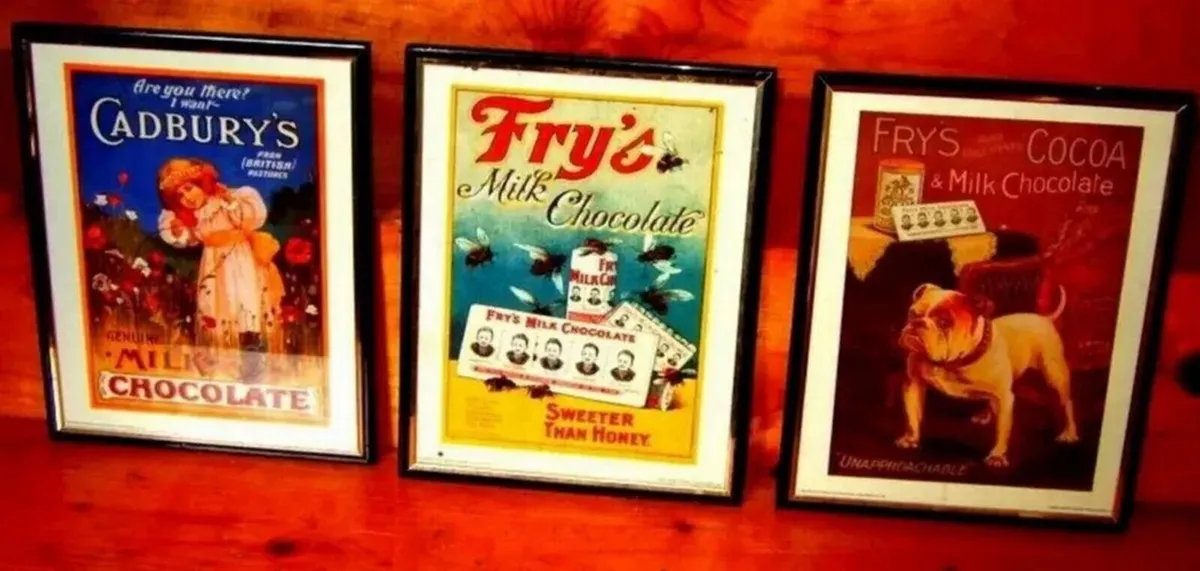 Vintage Trio Of Framed Chocolate Ad's - Image 1