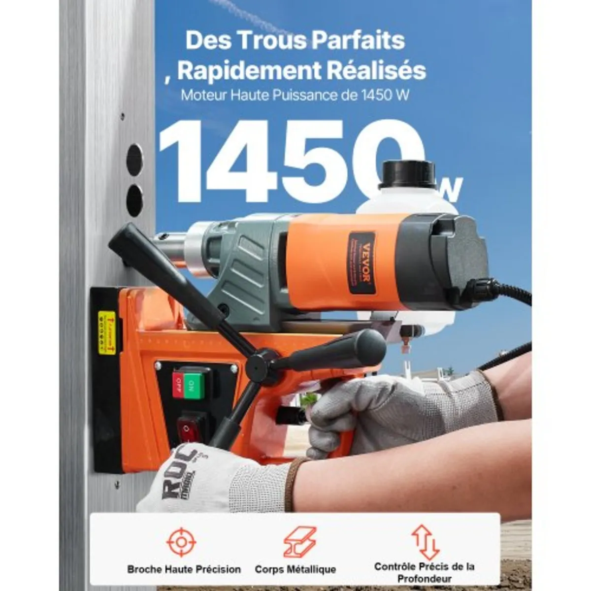 Magnetic Drill, 1450W Motor 1.6 in Boring Diameter - Image 4