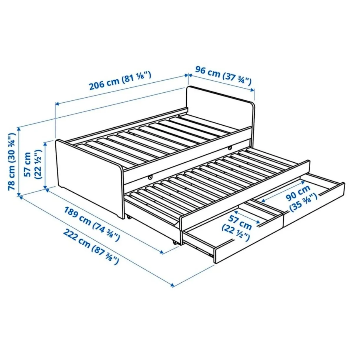 Single bed with underneath bed and storage - Image 2