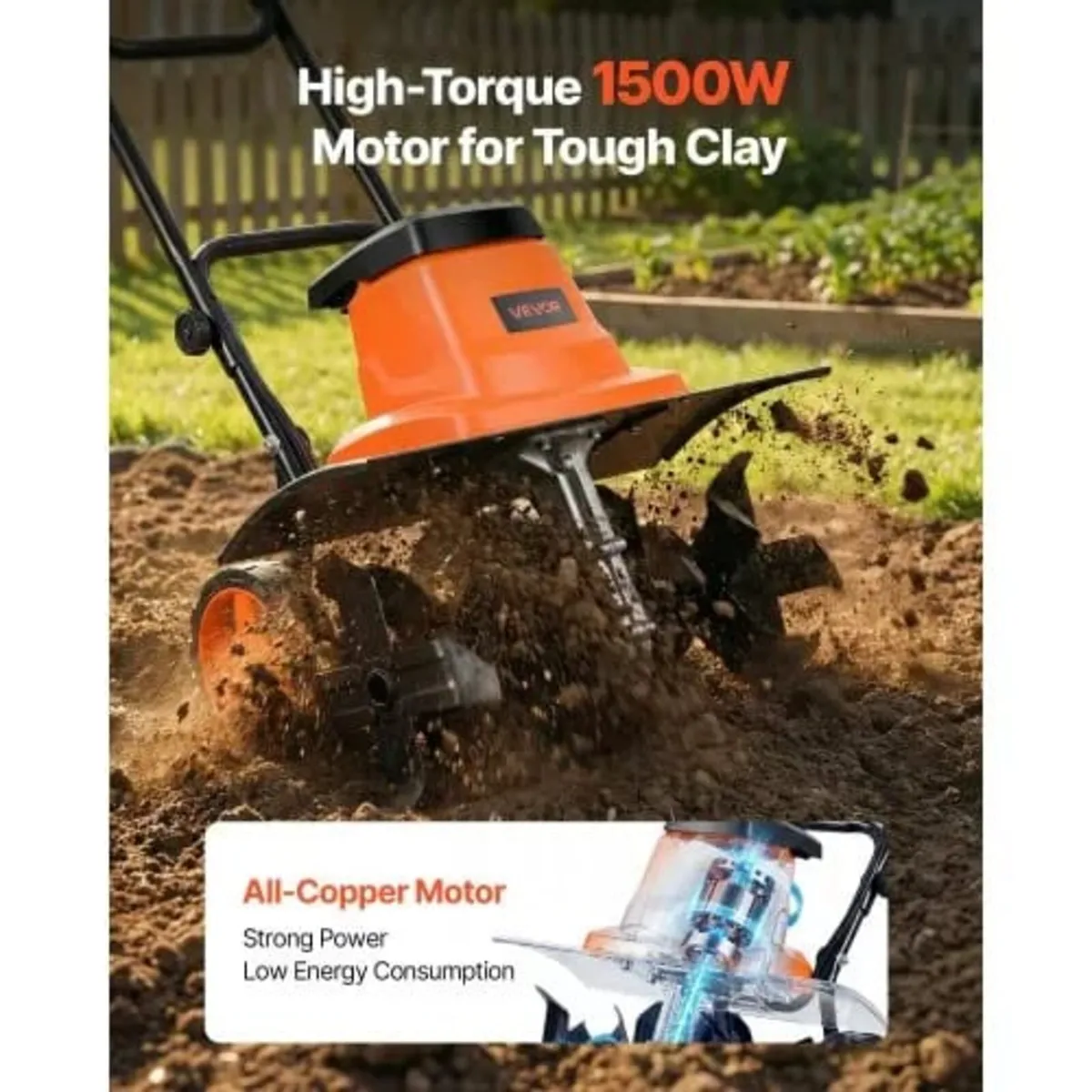 Corded Electric Tiller, 45cm Tilling Width Garden - Image 4
